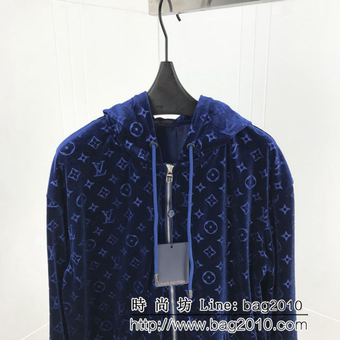 LV路易威登 18ss新款 經典暗紋老花logo提花圖案 男款絲絨套裝 ydi1640
